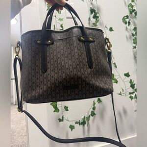 Fossil Black and Brown Patterned Satchel